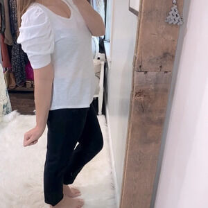 Liverpool pouf sleeve white top size large